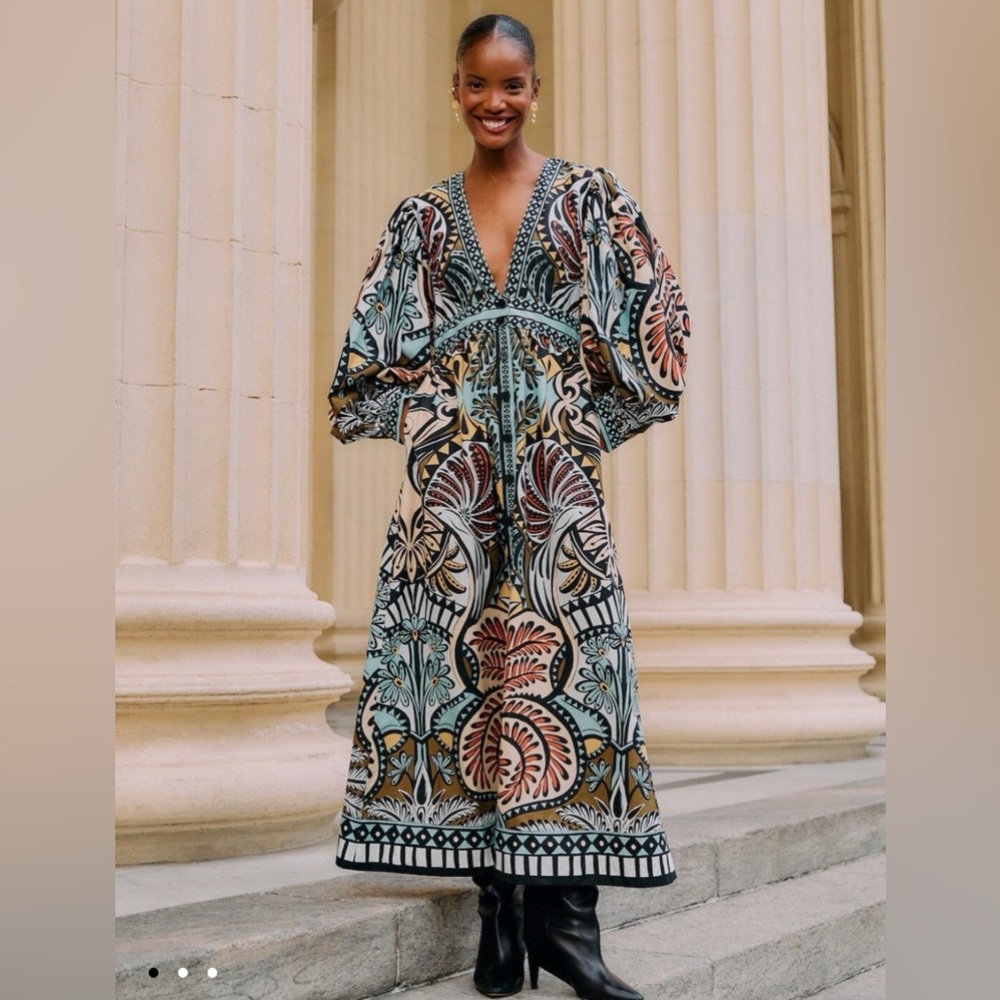 FARM Rio Balamana Multicolor Maxi Dress NWT | Tropical Print Cotton Maxi | M